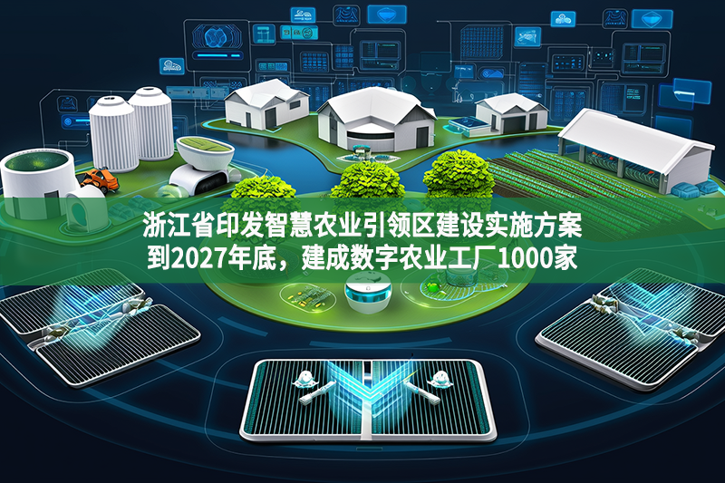浙江省印發智慧農業引領區建設實施方案 到2027年底，建成數字農業工廠1000家